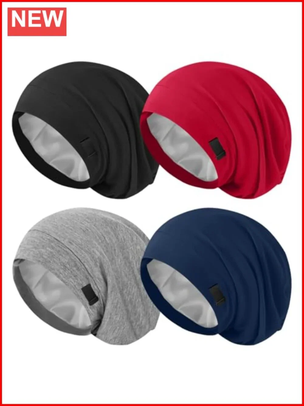 4 Pack Silk Satin Adjustable Sleep Bonnets for Hair Protection